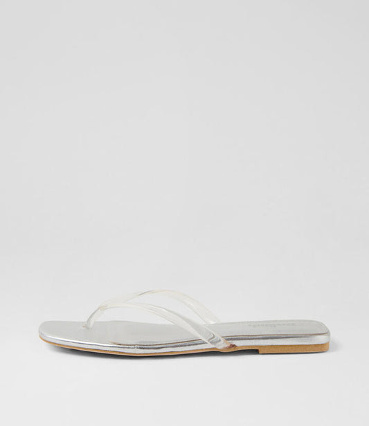 Image of Sandals. Productname: Rella Clear Silver Pvc Leather Thongs in CLEAR-SILVER PVC colour by brand - MOLLINI