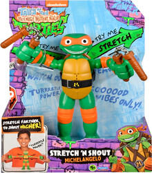 Image of Action Figures. Product name - Teenage Mutant Ninja Turtles TV Mutations Stretch n Shout Michelangelo in colour by brand - Toymate