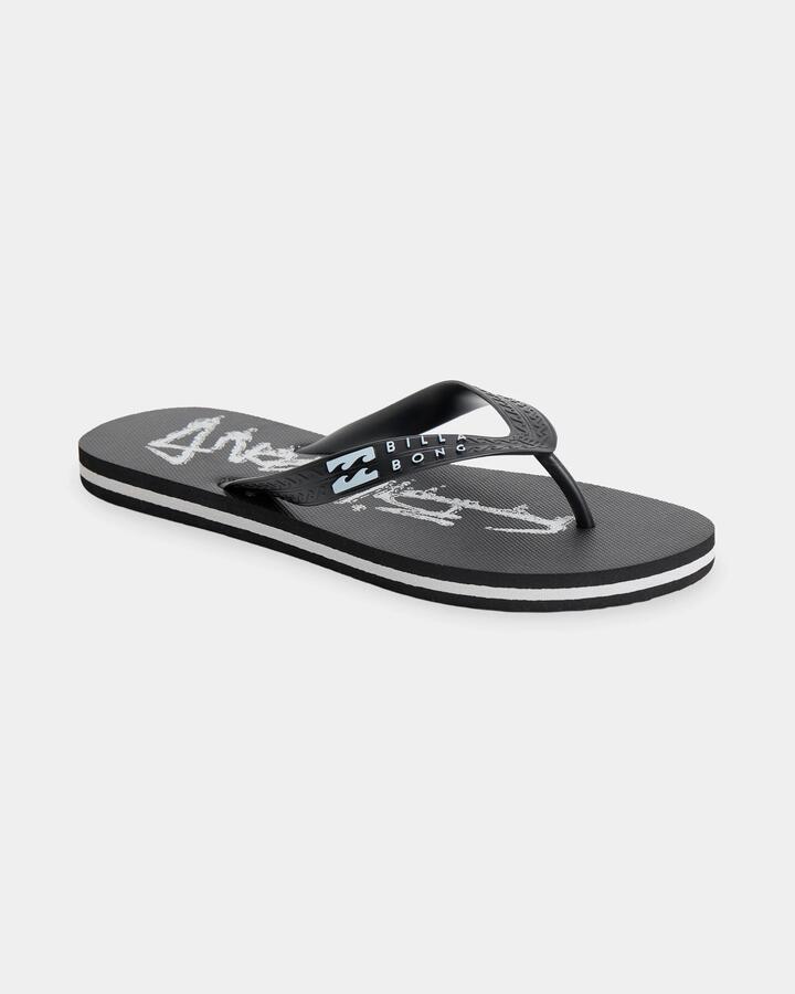 Image of Sandals. Product name - Billabong Boys 8-16 Tides 2.0 Print Thongs Black/Black/White in Black/Black/White colour by brand - Billabong
