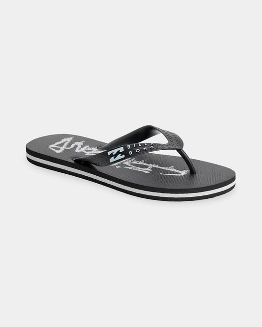 Image of Sandals. Product name - Billabong Boys 8-16 Tides 2.0 Print Thongs Black/Black/White in Black/Black/White colour by brand - Billabong
