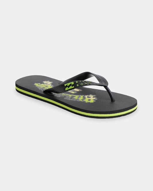 Image of Sandals. Product name - Billabong Mens Tides 2.0 Print Thongs Jet Black/Lime Punch in Jet Black/Lime Punch colour by brand - Billabong