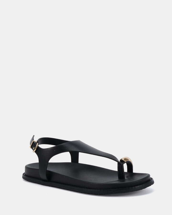 Image of Flats. Productname: Rhoda: Black - Women's Strappy - Flat in Black colour by brand - Novo