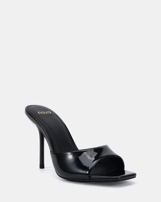 Image of Heels. Product name - Yiruma Black Vegan Heels in Black colour by brand - Novo