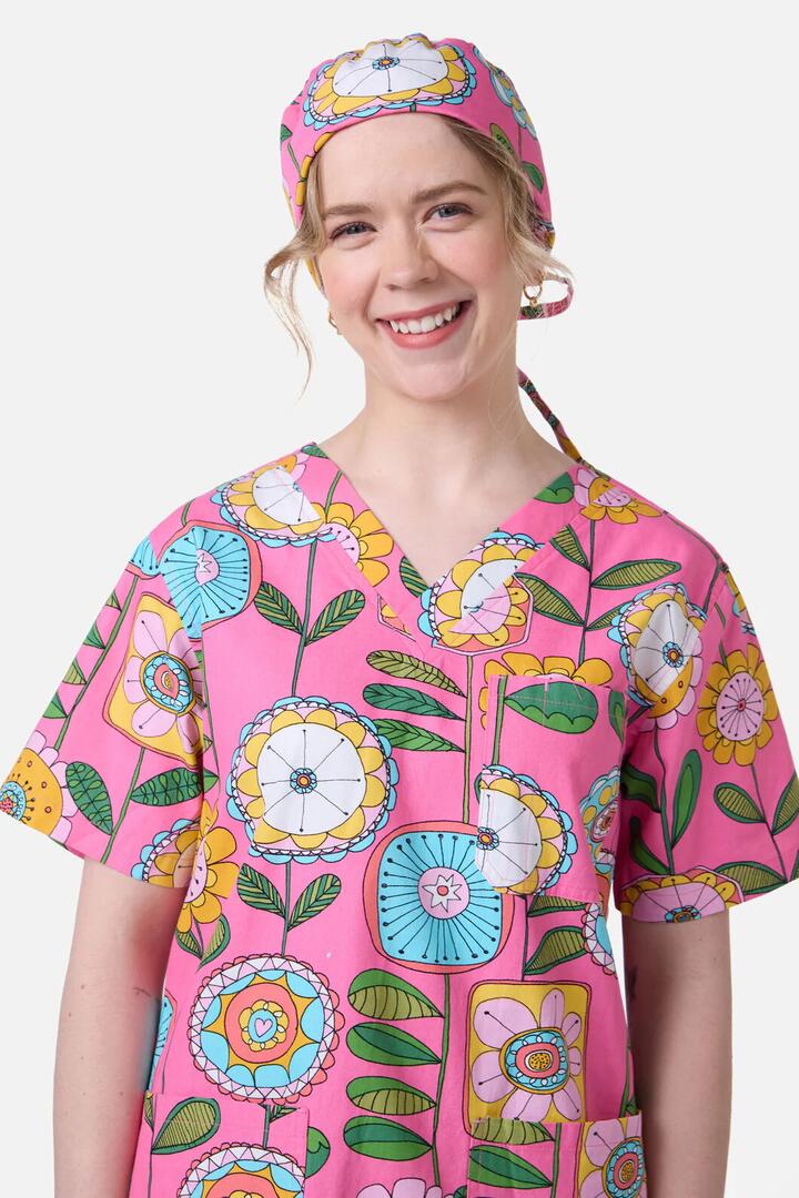 Image of Hats. Productname: Botanical Wallpaper Scrub Hat in Pink colour by brand - Gorman