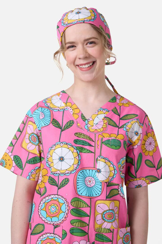 Image of Hats. Productname: Botanical Wallpaper Scrub Hat in Pink colour by brand - Gorman