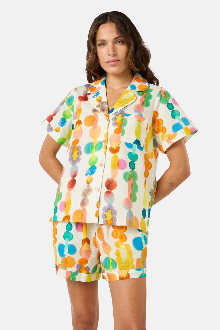 Image of Sleepwear & Loungewear. Product name - Rainbow Drops Pj Shorts Set in Print colour by brand - Gorman