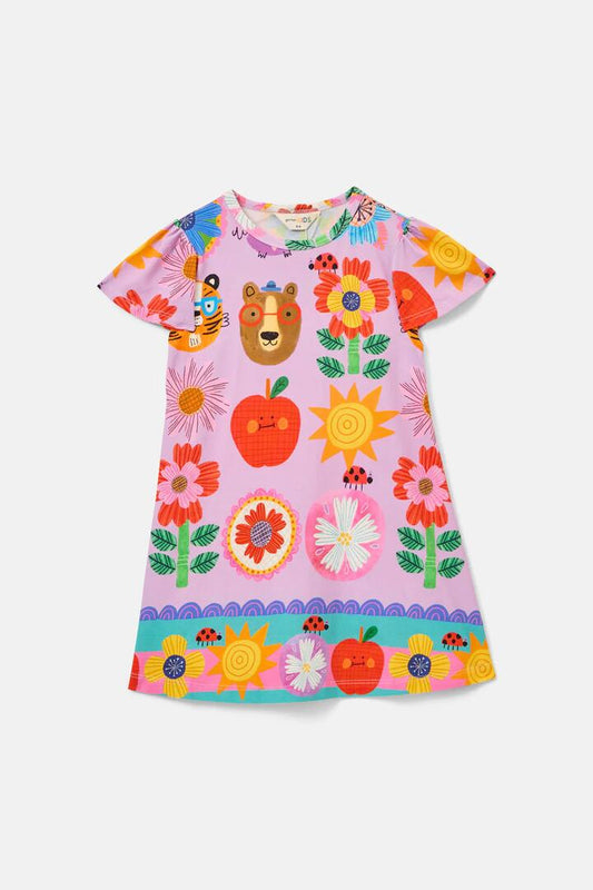 Image of Dresses. Product name - Lauren Kids Border Dress in Lilac colour by brand - Gorman