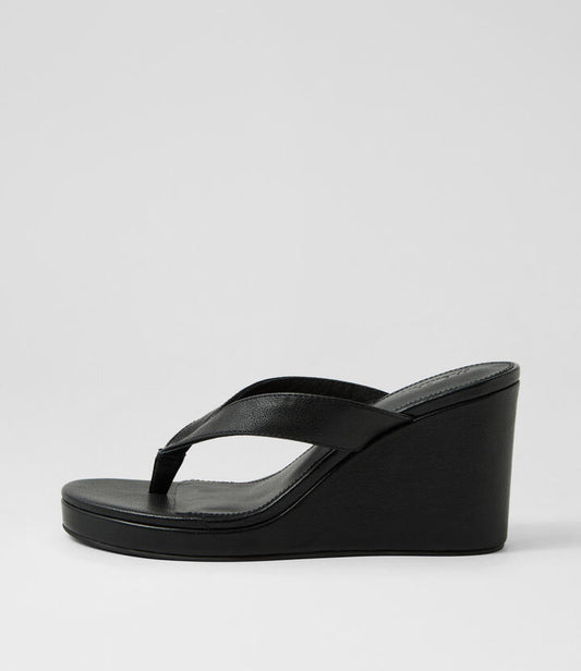 Image of Sandals. Productname: Kyrie Black Leather Sandals in BLACK colour by brand - MOLLINI