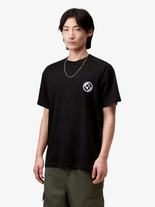 Image of a model wearing Tops. Productname: Carhartt Wip Short Sleeve C Logo Archive T-Shirt in Black colour by brand - Carhartt Wip