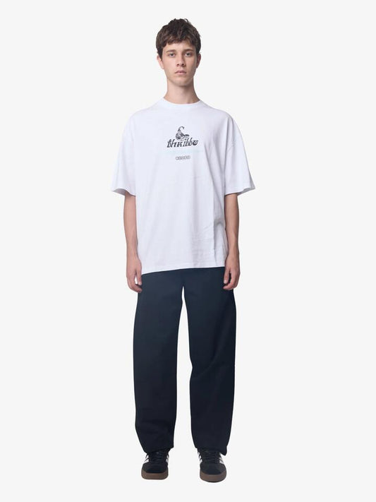 Image of a model wearing Tops. Productname: Thrills Chaotic State Box Fit Oversize Tee in White colour by brand - Thrills