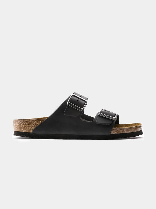 Image of Sandals. Productname: Birkenstock Unisex Arizona Oiled Leather Sandals Narrow Fit in Black colour by brand - Birkenstock