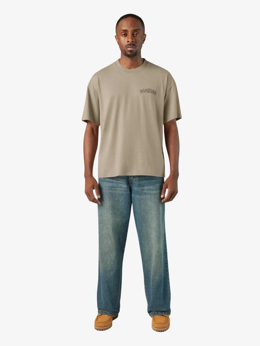 Image of a model wearing Tops. Productname: Dickies Decartuville Tee in Desert Sand colour by brand - Dickies