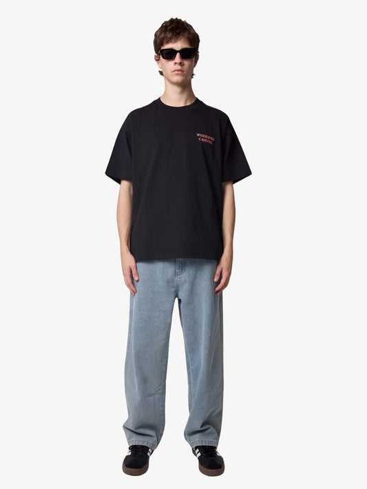 Image of a model wearing Tops. Productname: Weekend Cartel Hound Dog Tee in BLACK colour by brand - Weekend Cartel