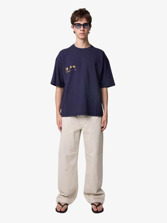 Image of a model wearing Tops. Productname: Article One Shadow Tee in NAVY colour by brand - Article One