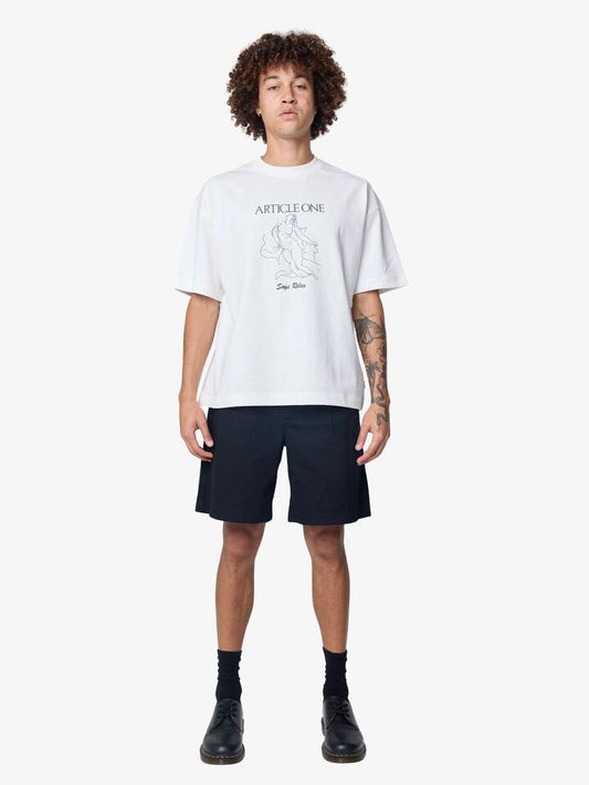 Image of a model wearing Tops. Productname: Article One Says Relax Tee in WHITE colour by brand - Article One