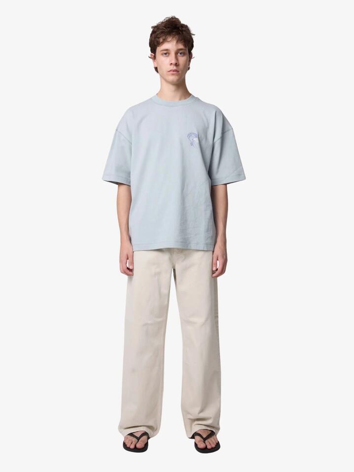 Image of a model wearing Tops. Productname: Article One Bubbles Tee in Mist colour by brand - Article One