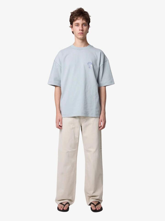 Image of a model wearing Tops. Productname: Article One Bubbles Tee in Mist colour by brand - Article One