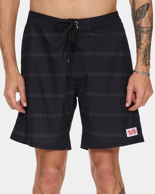Image of Swimwear. Productname: thrills - Mens Once Bitten Twice Shy Boardshorts - Black - in Black colour by brand - thrills