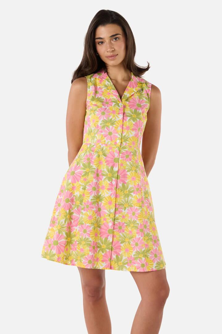 Image of Dresses. Productname: Vintage Daisy Mini Shirt Dress in Pink colour by brand - Princess Highway