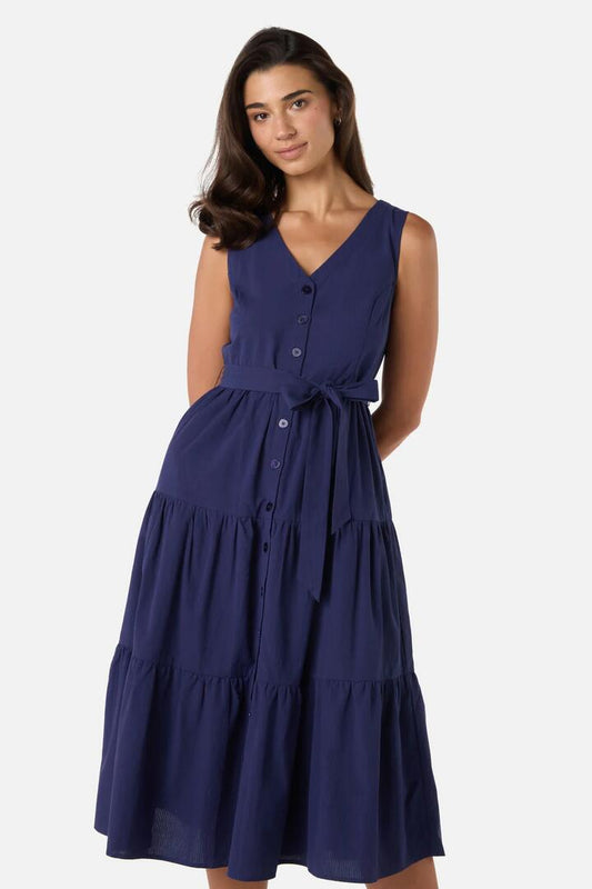 Image of Dresses. Productname: Viola Button Down Midi Dress in Navy colour by brand - Princess Highway