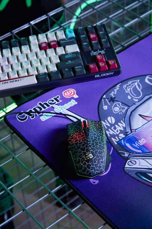 Image of Computer Accessories. Productname: Bloody A70 Light Strike Black Wired 6200 CPI Optical Gaming Mouse in Black colour by brand - BLOODY