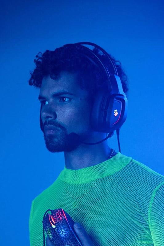 Image of Adapters. Productname: Bloody G575 Black Over-Ear Virtual 7.1 RGB USB Wired Gaming Headset in Black colour by brand - BLOODY