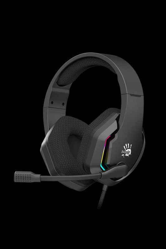 Image of Headsets. Product name - Bloody G260P Neon Black 3.5mm Wired Over-Ear Stereo LED Gaming Headphones in Black colour by brand - BLOODY