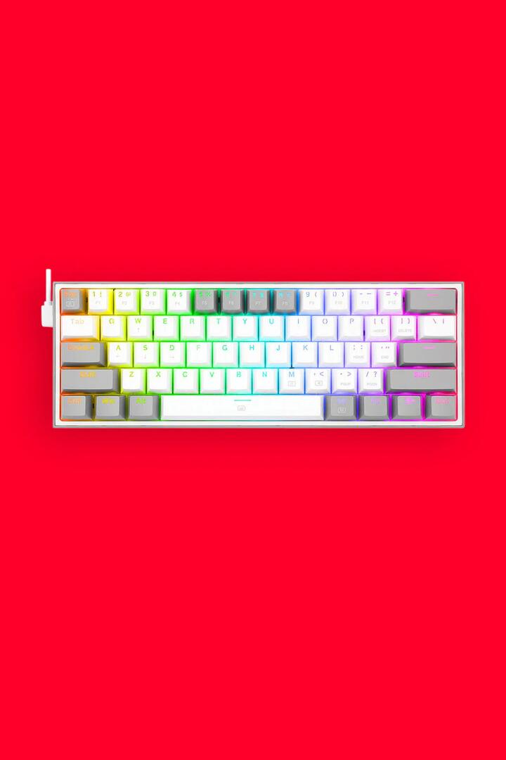 Image of Keyboards. Productname: Redragon K617-RGB Fizz White/Grey 60% Wired Mechanical Keyboard in White/Grey colour by brand - REDRAGON