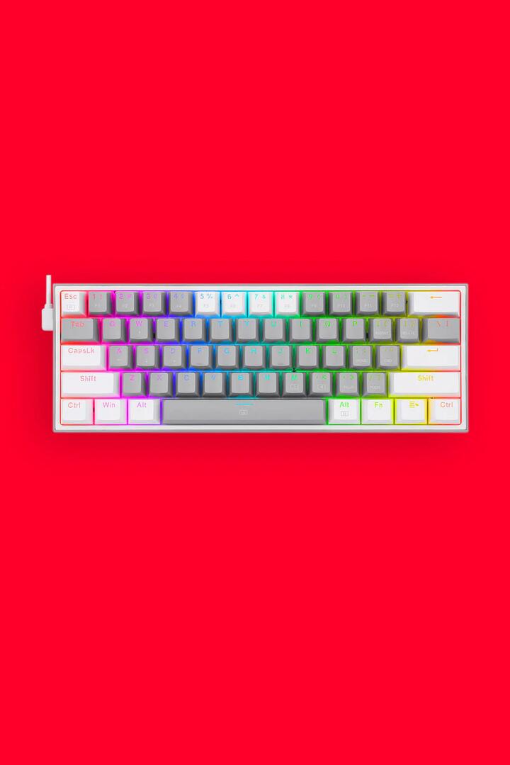 Image of Keyboards. Product name - Redragon K617-RGB Fizz Grey/White 60% Wired Mechanical Gaming Keyboard in Grey/White colour by brand - REDRAGON
