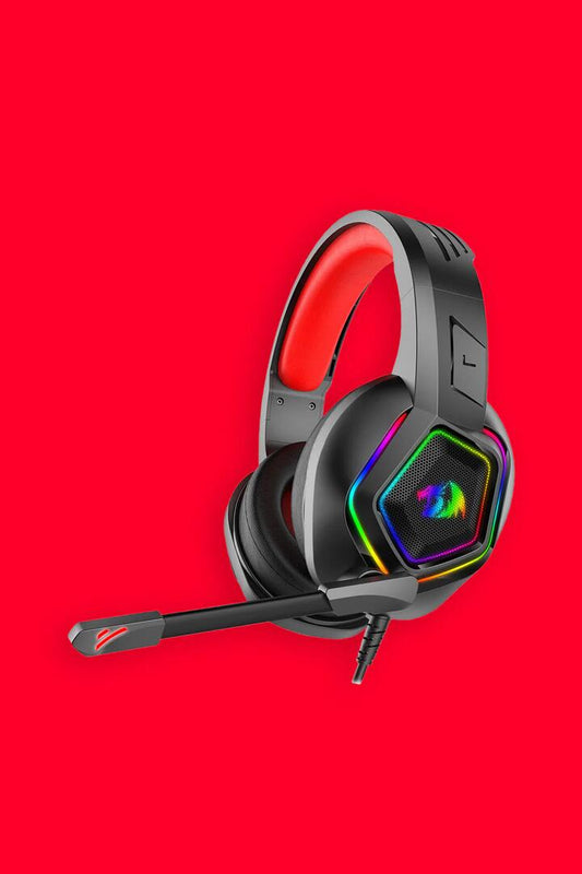 Image of Computer Accessories. Productname: Redragon H280 Medea Black Over-Ear RGB Wired Gaming Headset in Black colour by brand - REDRAGON