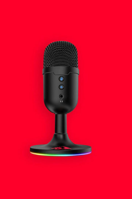 Image of Audio. Productname: Redragon GM303 Pulsar Black Compact RGB USB Studio Microphone in Black colour by brand - REDRAGON