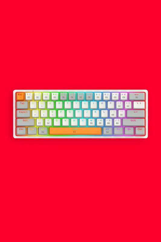 Image of Keyboards. Product name - Redragon K642WGO-RGB Akali White 60% Wired Hot-Swappable Mechanical Gaming Keyboard in White colour by brand - REDRAGON