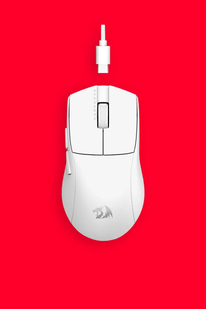 Image of Mice & Trackballs. Product name - Redragon M724W Throne White Ultra-Light Wired Gaming Mouse in White colour by brand - REDRAGON
