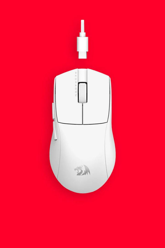 Image of Computer Accessories. Productname: Redragon M724W Throne White Ultra-Light Wired Gaming Mouse in White colour by brand - REDRAGON
