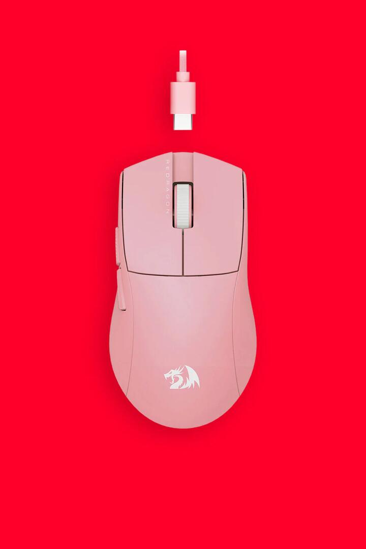 Image of Mice & Trackballs. Product name - Redragon M724P Throne Pink Ultra-Light 42g Wired 12400 DPI Gaming Mouse in Pink colour by brand - REDRAGON