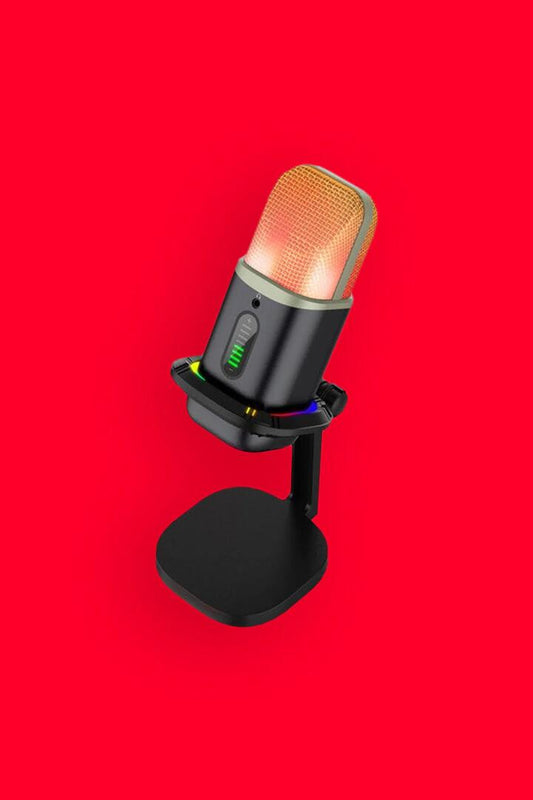 Image of Speakers. Product name - Redragon GM305 Echow Ave Black RGB Pop Filter USB Condenser Microphone in Black colour by brand - REDRAGON