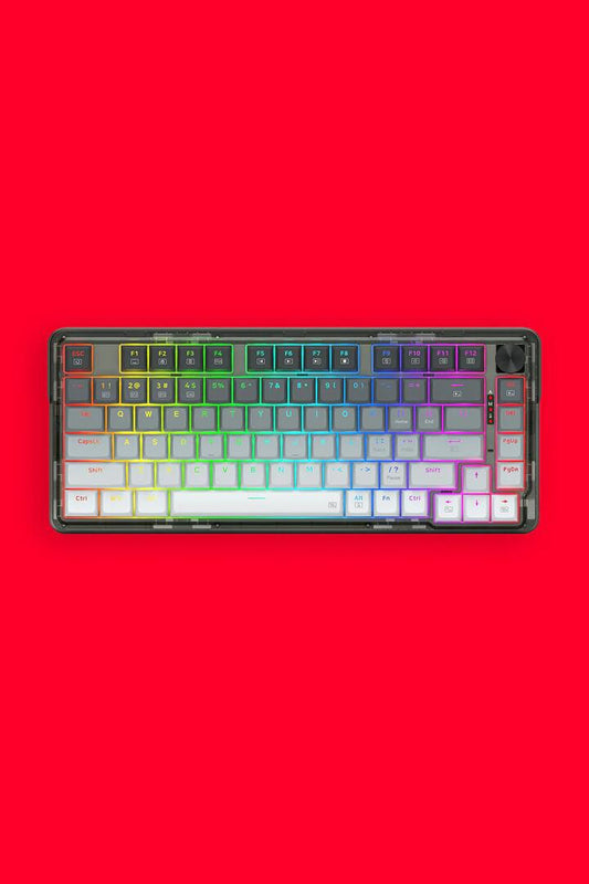 Image of Keyboards. Product name - Redragon K673GG RGB Pro Grey 75% Gasket Wireless Mechanical Keyboard in Grey colour by brand - REDRAGON