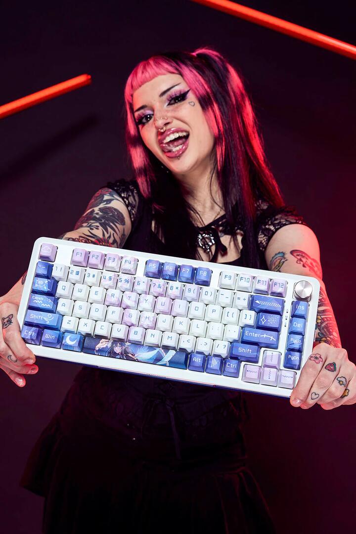Image of Keyboards. Product name - Redragon K681AGC RGB Pro Cyrus Deep Purple 75% Gasket Wireless Mechanical Keyboard in Deep Purple colour by brand - REDRAGON