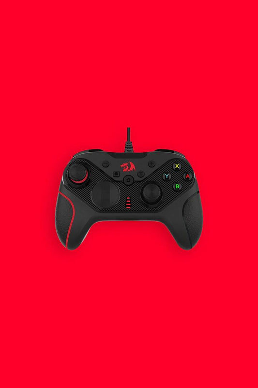Image of Video Game Console Accessories. Product name - Redragon G710 Rift Black Wired Ergonomic Dual-Vibration Gaming Gamepad in Black colour by brand - REDRAGON