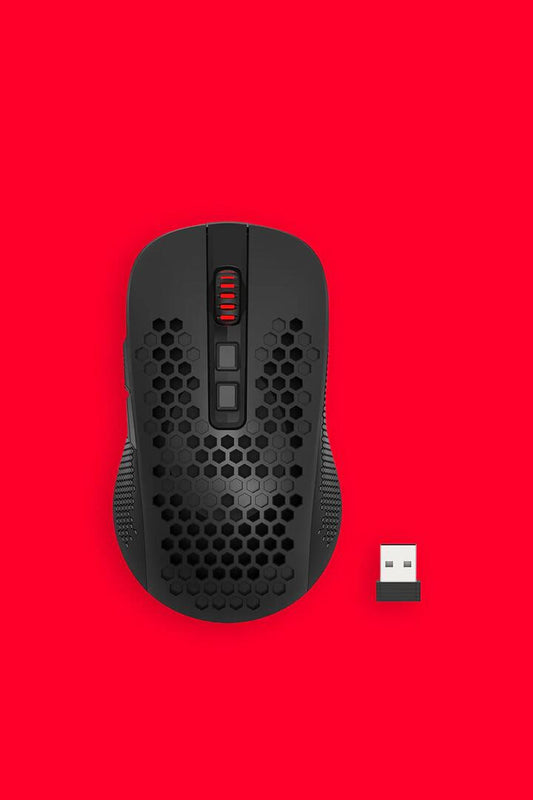 Image of Mice & Trackballs. Product name - Redragon M694-RGB Hana Black Honeycomb Tri-Mode RGB Gaming Mouse in Black colour by brand - REDRAGON