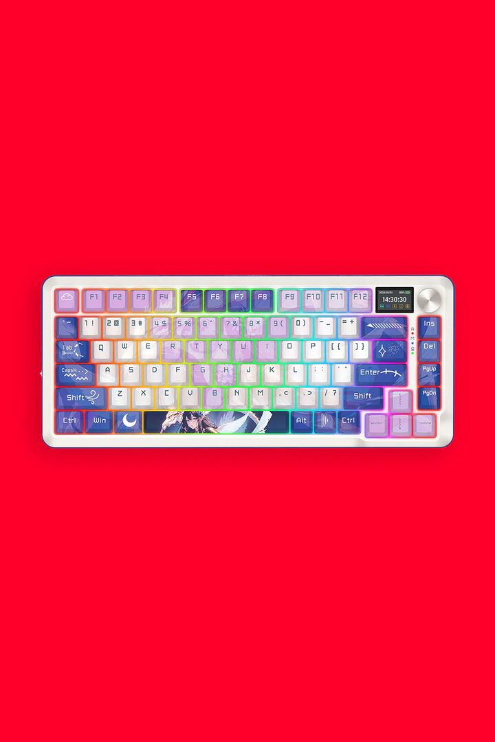 Image of Keyboards. Product name - Redragon K708AK-RGB Pro Fleact Purple 75% LCD Mechanical Keyboard in Purple colour by brand - REDRAGON