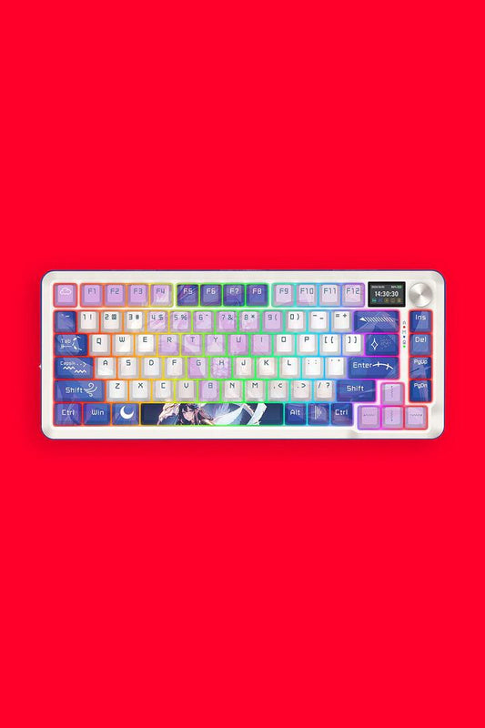 Image of Keyboards. Product name - Redragon K708AK-RGB Pro Fleact Purple 75% LCD Mechanical Keyboard in Purple colour by brand - REDRAGON