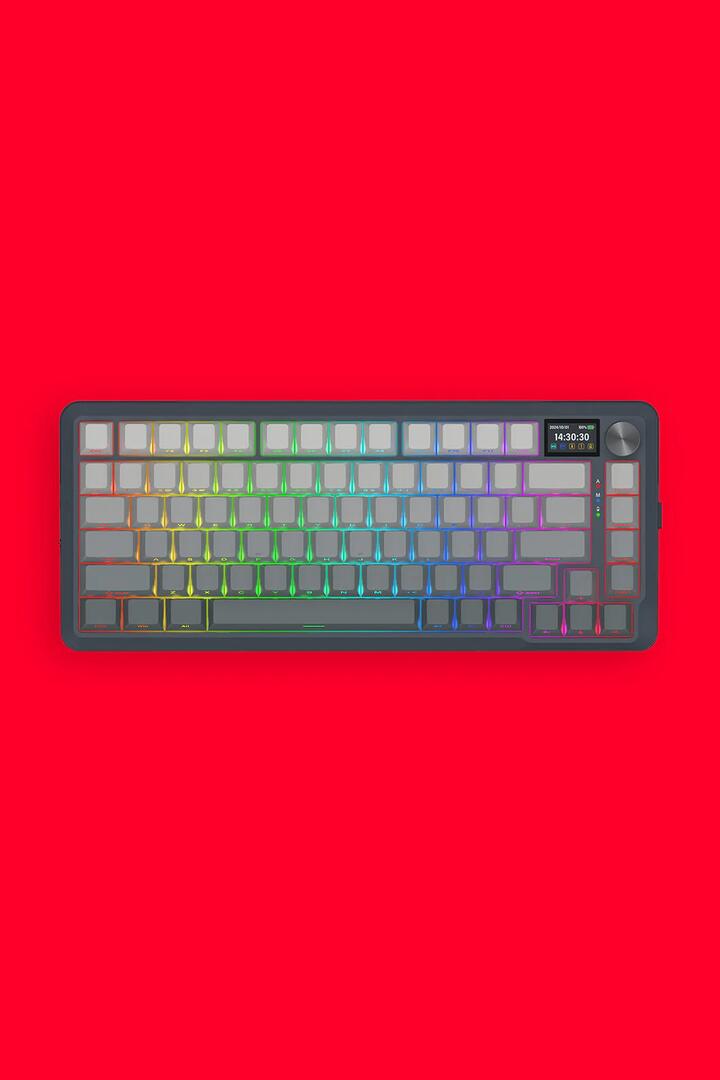 Image of Keyboards. Product name - Redragon K708GG RGB Pro Fleact Charcoal 75% LCD Gasket Wireless Mechanical Keyboard in Charcoal colour by brand - REDRAGON