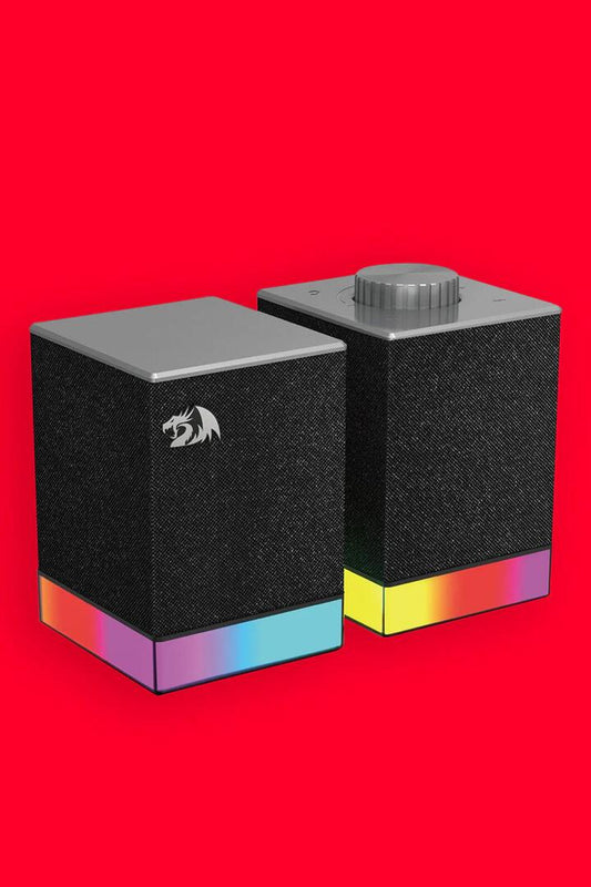 Image of Speakers. Product name - Redragon GS517 Glyph Black Compact RGB Touch Control Desk Speaker in Black colour by brand - REDRAGON