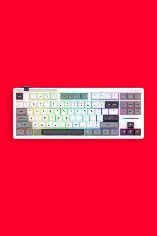 Image of Computer Accessories. Productname: Redragon K729WGB RGB Pro OTIM Pro White TKL Gasket Wireless Mechanical Keyboard in White colour by brand - REDRAGON