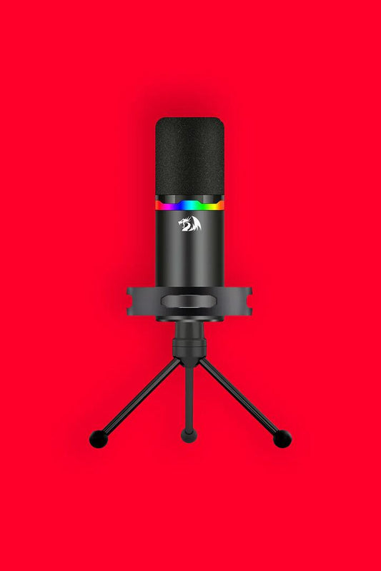 Image of Speakers. Product name - Redragon GM307 Solara Black USB XLR Dynamic RGB Gaming Microphone in Black colour by brand - REDRAGON