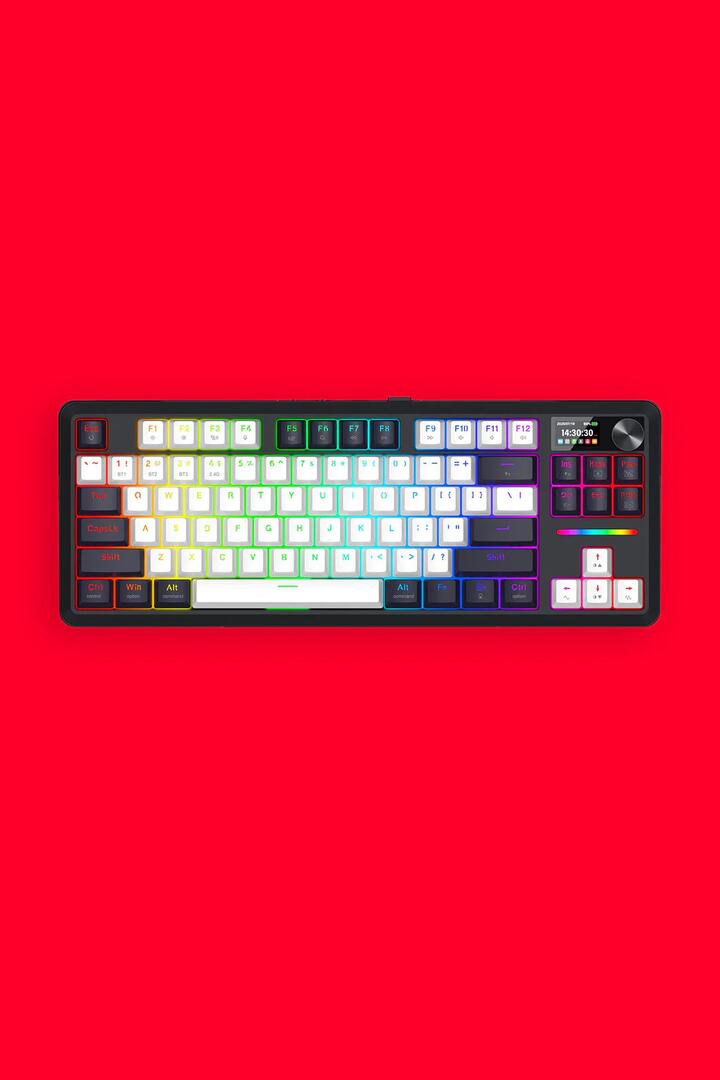 Image of Keyboards. Product name - Redragon K746WB RGB Pro Wildslash LCD Black 84-Key Gasket Wireless Mechanical Keyboard in Black colour by brand - REDRAGON