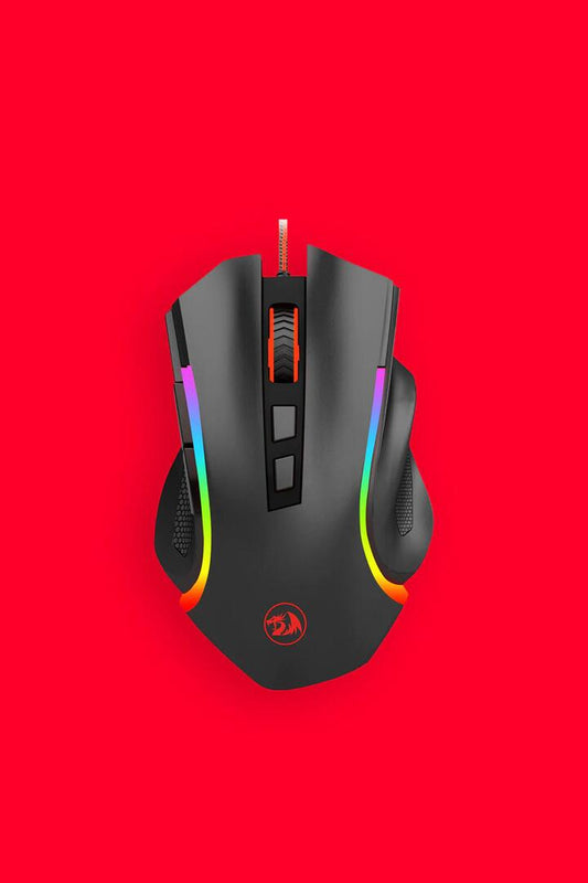 Image of Mice & Trackballs. Product name - Redragon M607 Griffin Black USB Wired RGB Gaming Mouse in Black colour by brand - REDRAGON
