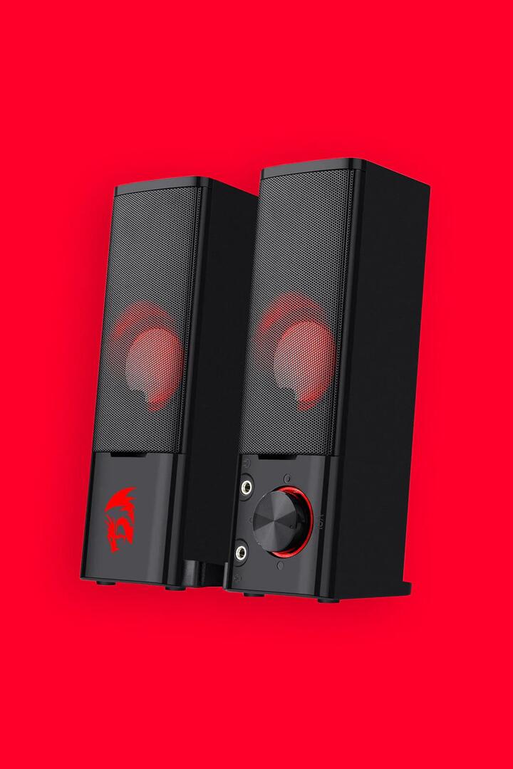 Image of Speakers. Product name - Redragon GS550 Orpheus Black Compact Stereo Sound Bar Speaker in Black colour by brand - REDRAGON