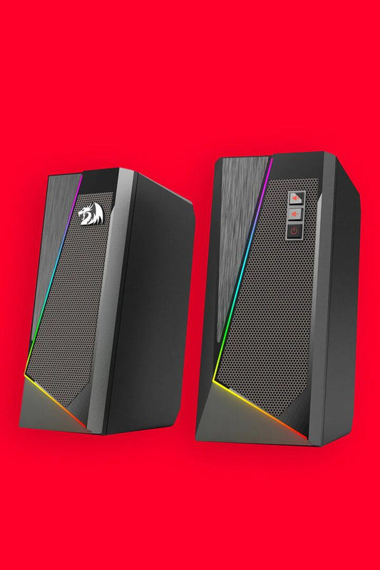 Image of Audio. Productname: Redragon GS520 Anvil Black Vertical RGB Touch Control Desktop Speaker in Black colour by brand - REDRAGON